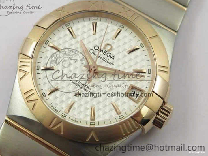 0208 Stylish Constellation 38mm SS RG VSF 1:1 Best Edition WhiteTextured Dial on SS RG Bracelet A8500 Super Clone 7921